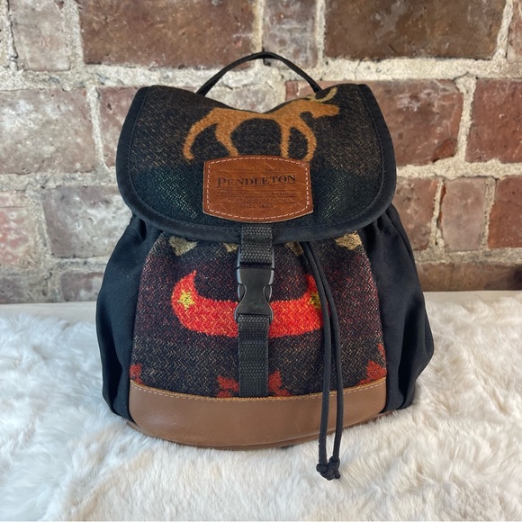 Pendleton Bags Pendleton Mini Wool Leather Backpack Moose Print